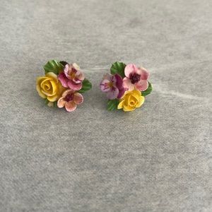 Antique Denton, England porcelain screw back earrings